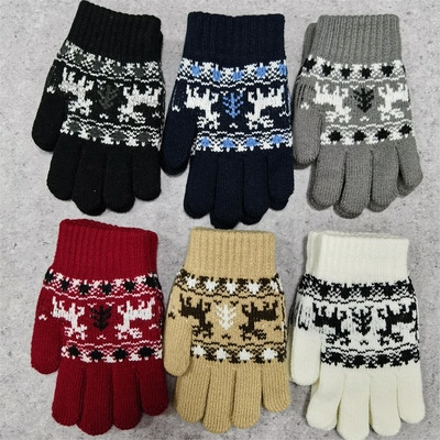 Warm Winter Jacquard Knit Gloves Set for Cozy Season Comfort