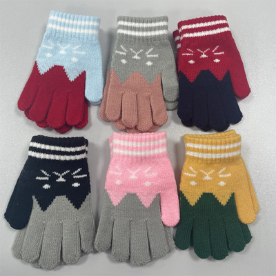 Soft Acrylic Wool Knit Gloves Jacquard Style Custom Logo Unisex Winter Accessories