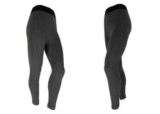 Hound Tooth Check Yoga Workout Leggings Grey And Black  XXS XXL