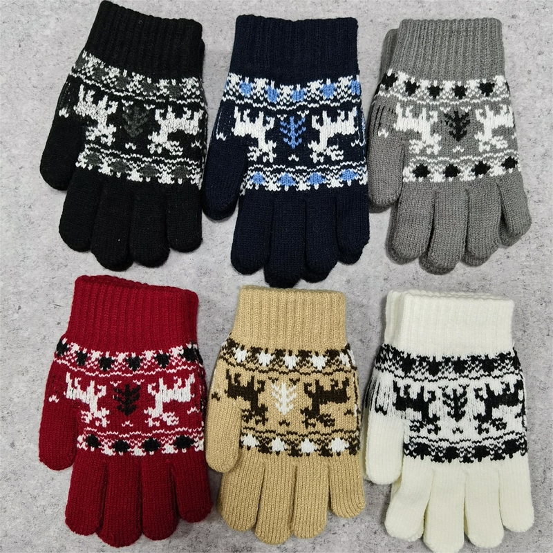 Warm Winter Jacquard Knit Gloves Set for Cozy Season Comfort