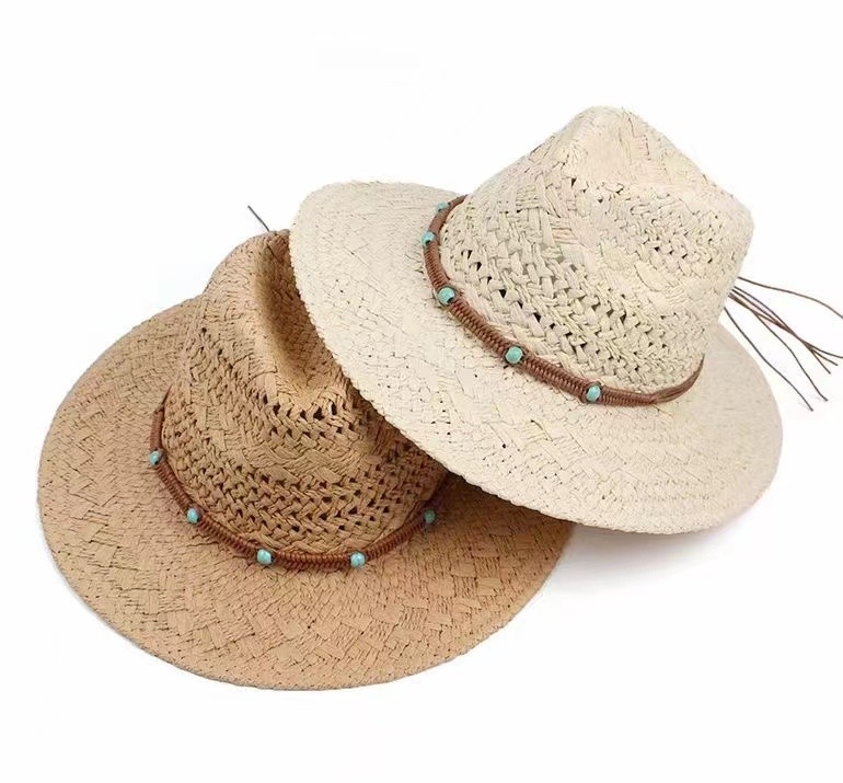 Natural Straw Womens Summer Hat With Wide 3 Brim And Adjustable Strap