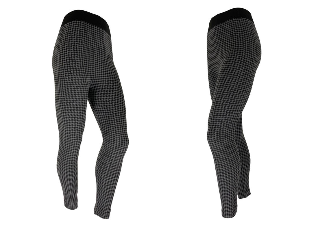 Hound Tooth Check Yoga Workout Leggings Grey And Black  XXS XXL
